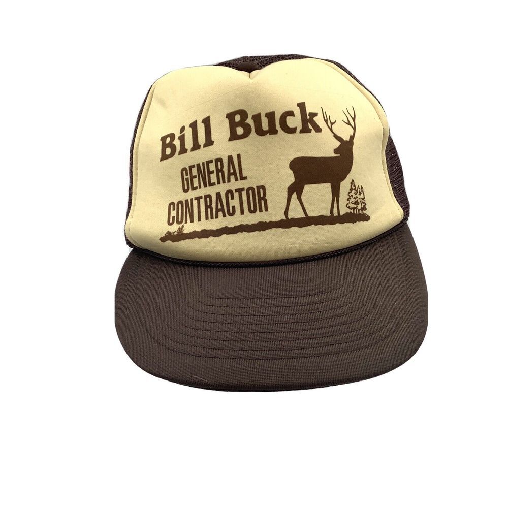 Bill Buck Trucker Hat Snap Back Brown One Size Fits All‎ General Contractor Vtg